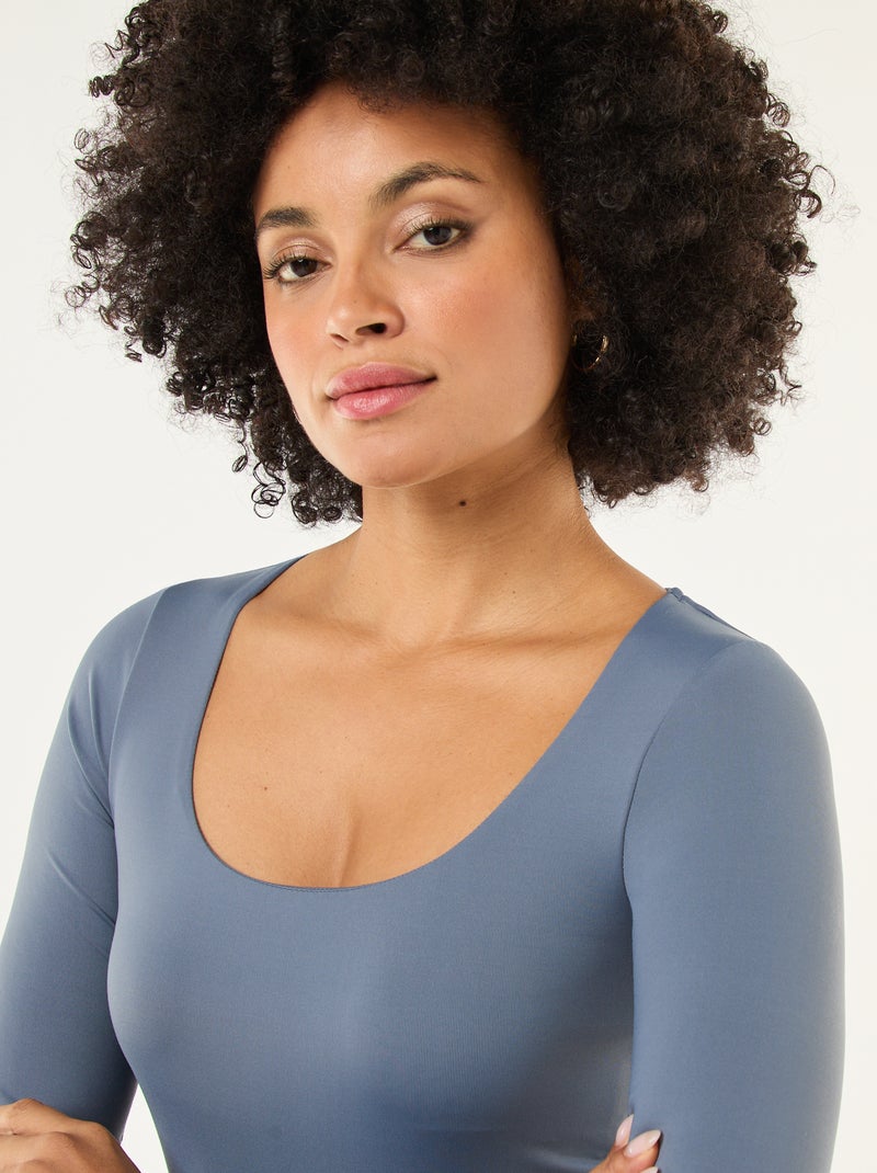 Body manches longues et col rond Gris - Kiabi