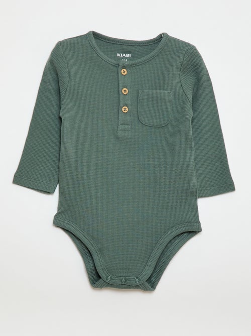 Body manches longues maille gaufrée - Kiabi