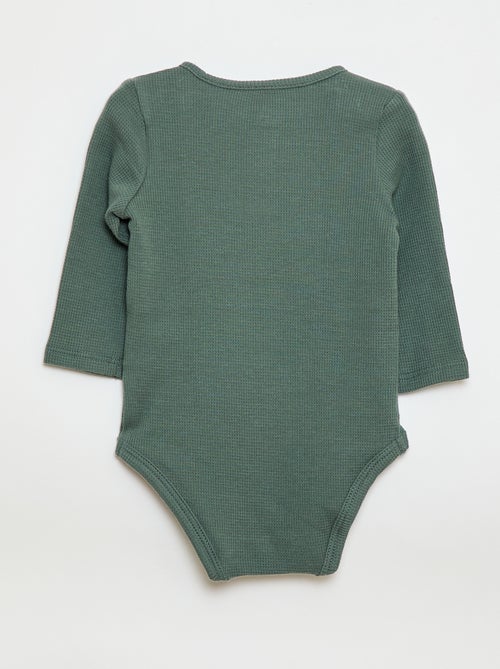 Body manches longues maille gaufrée - Kiabi