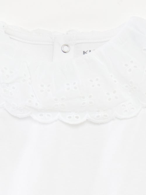 Body sans manches à col large en broderies anglaises - Kiabi
