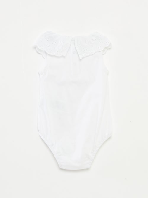 Body sans manches à col large en broderies anglaises - Kiabi