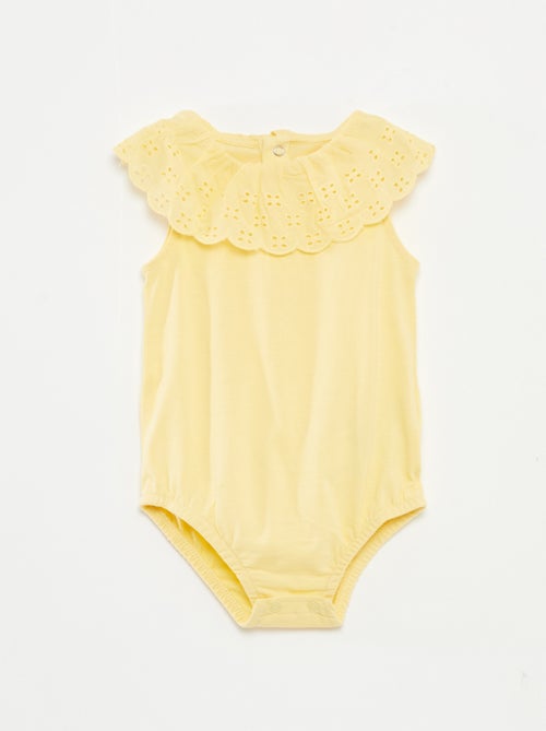 Body sans manches à col large en broderies anglaises - Kiabi