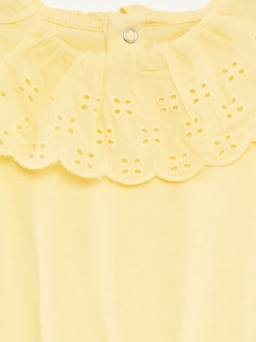 Body sans manches à col large en broderies anglaises - Kiabi