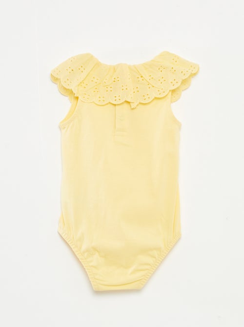 Body sans manches à col large en broderies anglaises - Kiabi