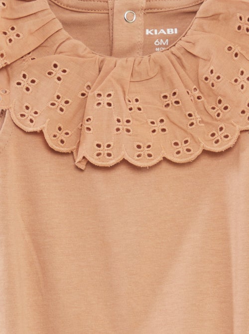 Body sans manches à col large en broderies anglaises - Kiabi