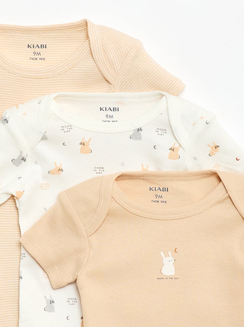 Body stampati in cotone - set da 3 Beige - Kiabi