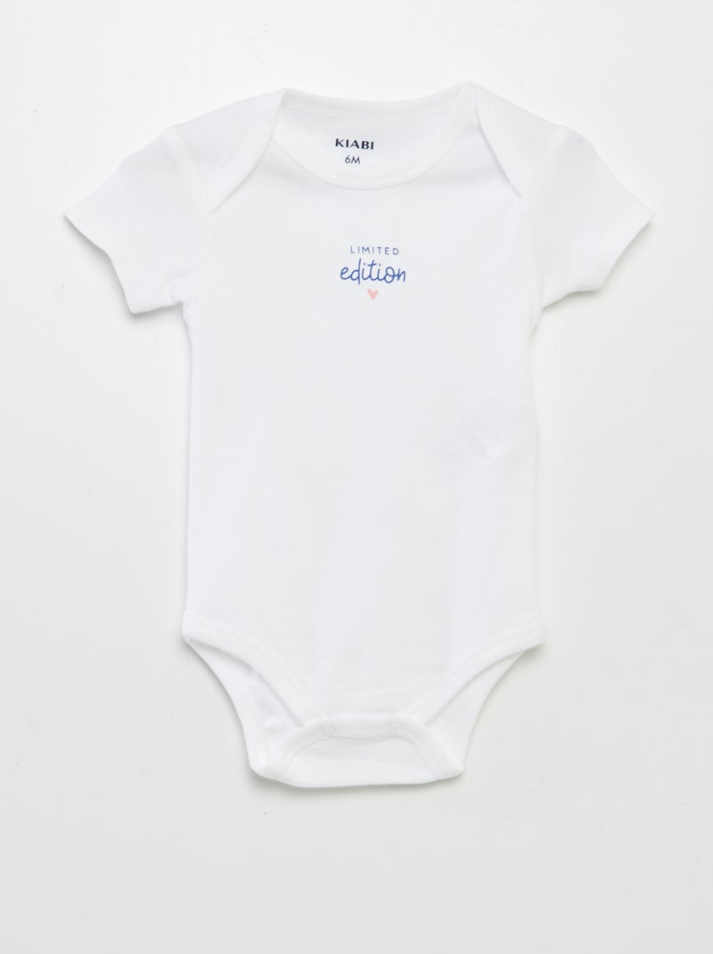 Body stampati in cotone - set da 3 BIANCO - Kiabi