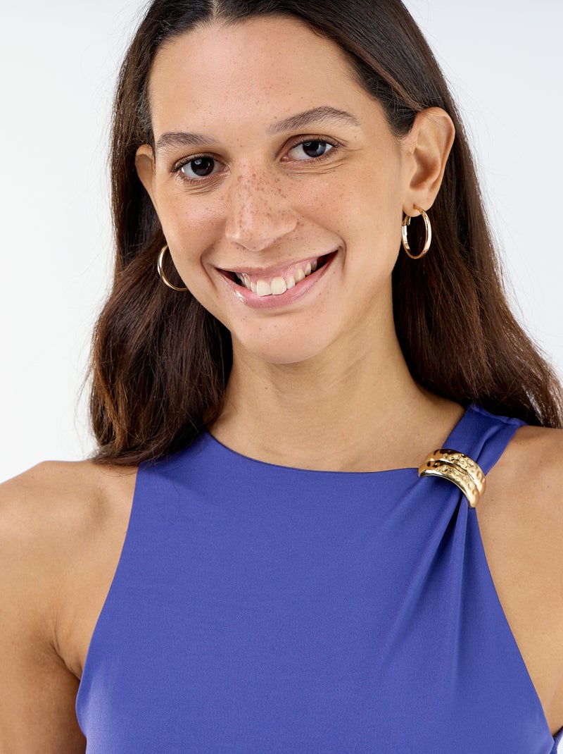 Body uni avec bijoux fantaisies aux bretelles Bleu - Kiabi