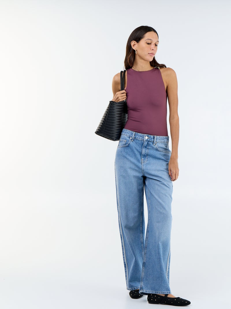 Body uni avec bijoux fantaisies aux bretelles Violet - Kiabi