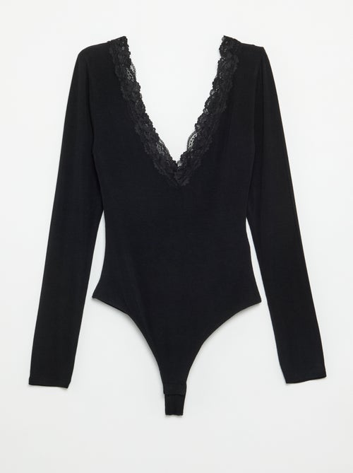 Body uni avec dentelle - Kiabi