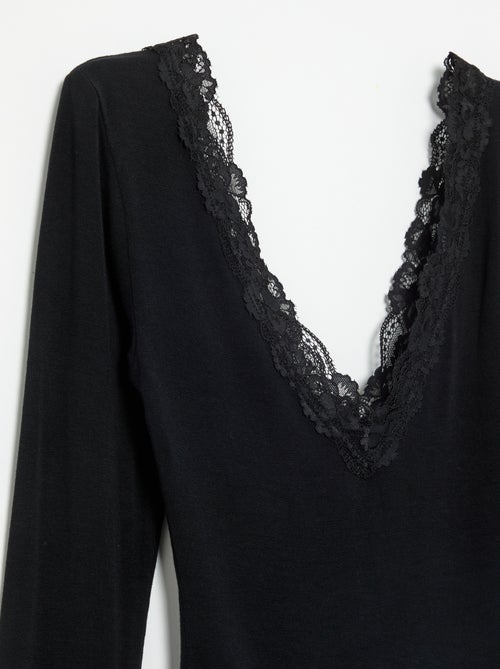 Body uni avec dentelle - Kiabi