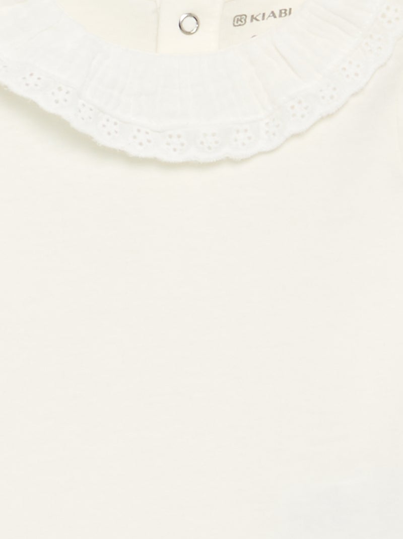 Bodysuit with Frill Collar White - Kiabi