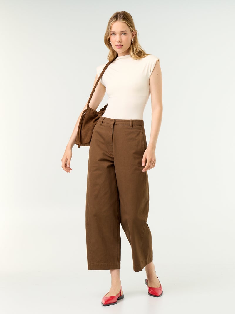 Bodysuit with Shoulder Pads Beige - Kiabi
