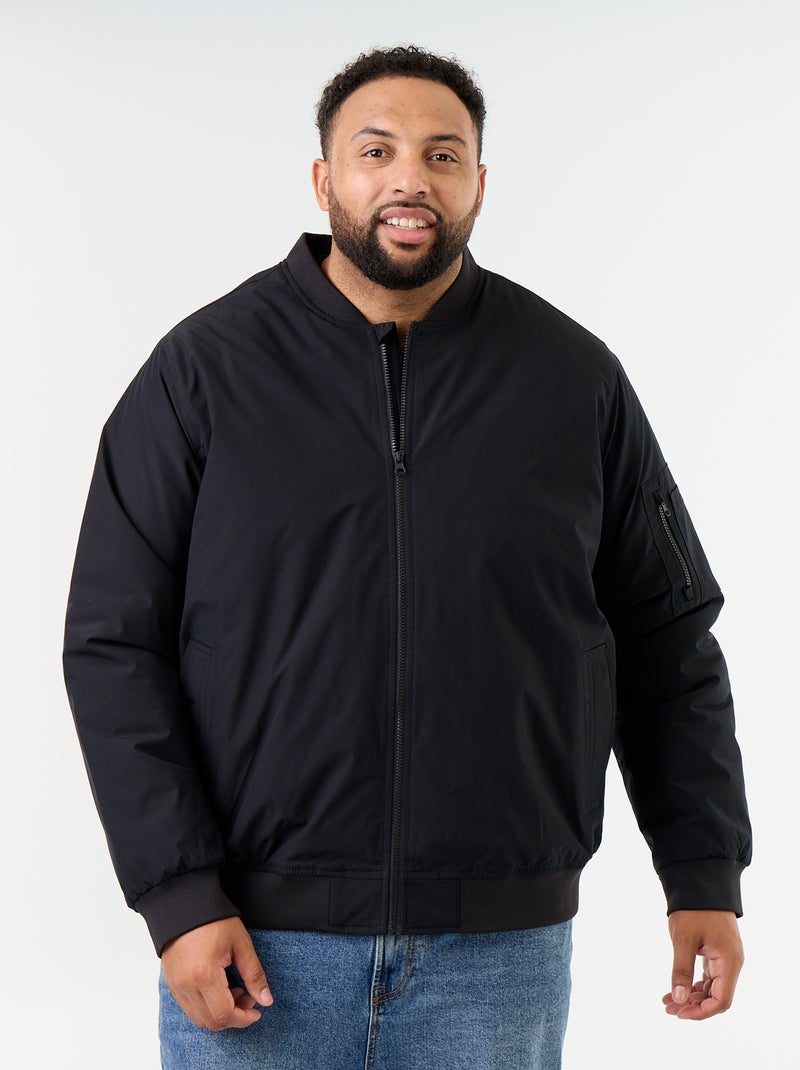 Bomber jacket with ribbed knit collar Black - Kiabi