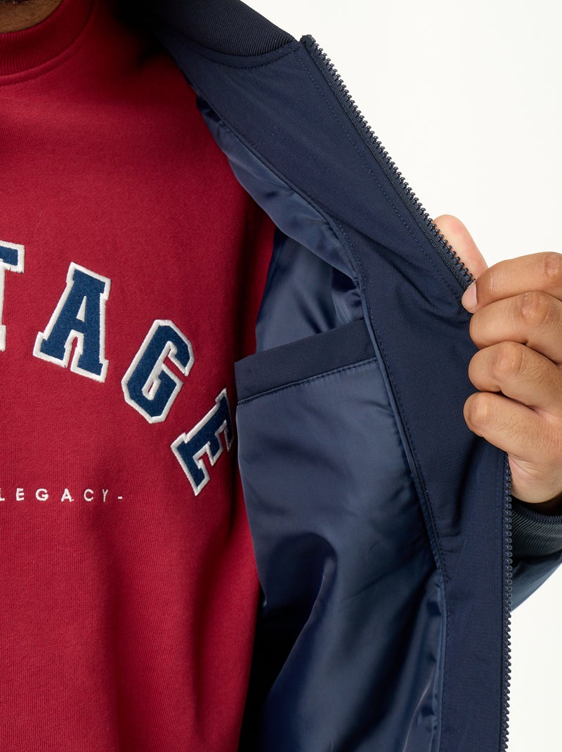 Bomber jacket with ribbed knit collar Blue - Kiabi