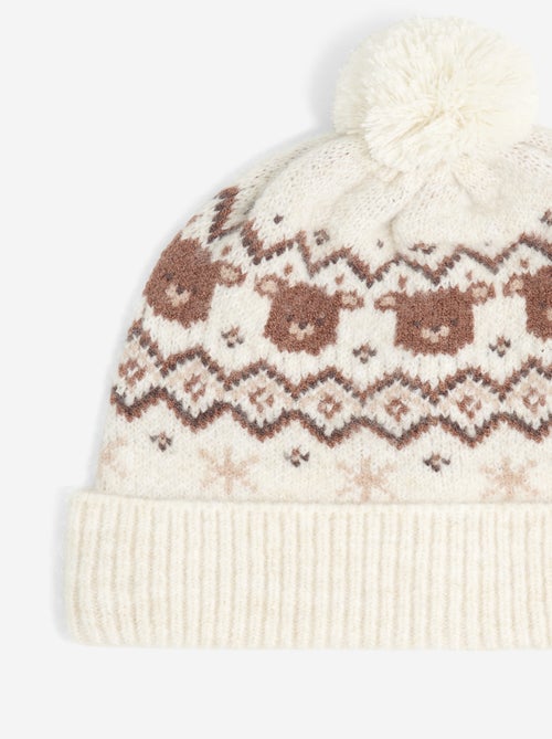 Bonnet à pompon imprimé - Kiabi
