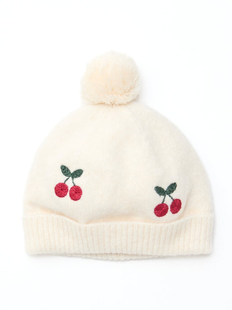 Bonnet brodé en coton Blanc - Kiabi