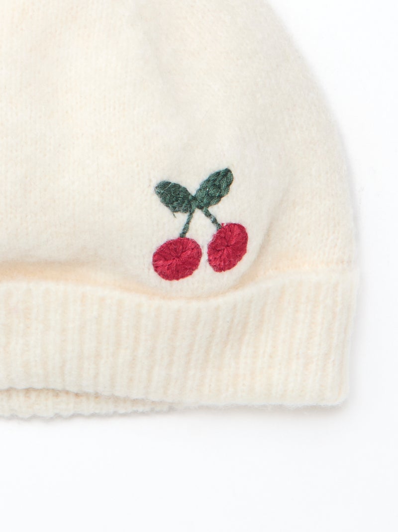 Bonnet brodé en coton Blanc - Kiabi