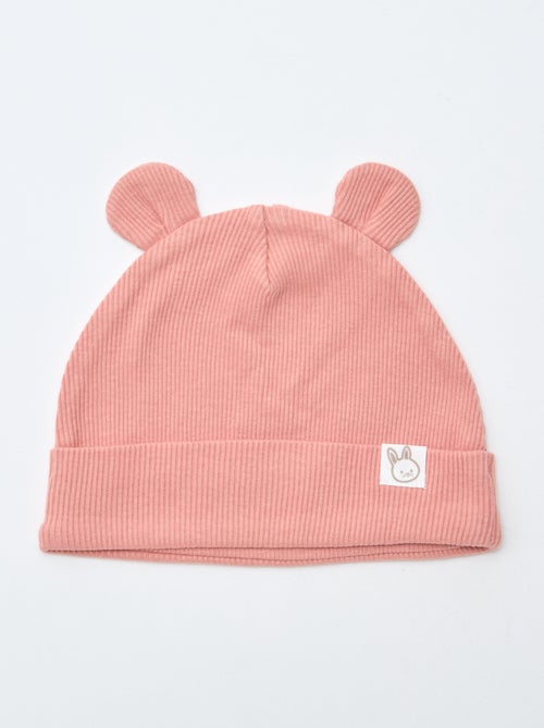 Bonnet côtelé avec oreilles fantaisies - Kiabi