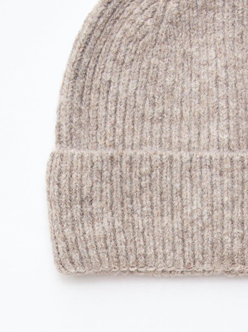 Bonnet côtelé avec revers Beige - Kiabi