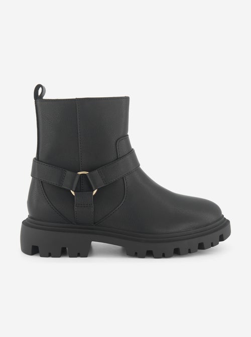 Boots aus Kunstleder mit Zierriemen - Kiabi