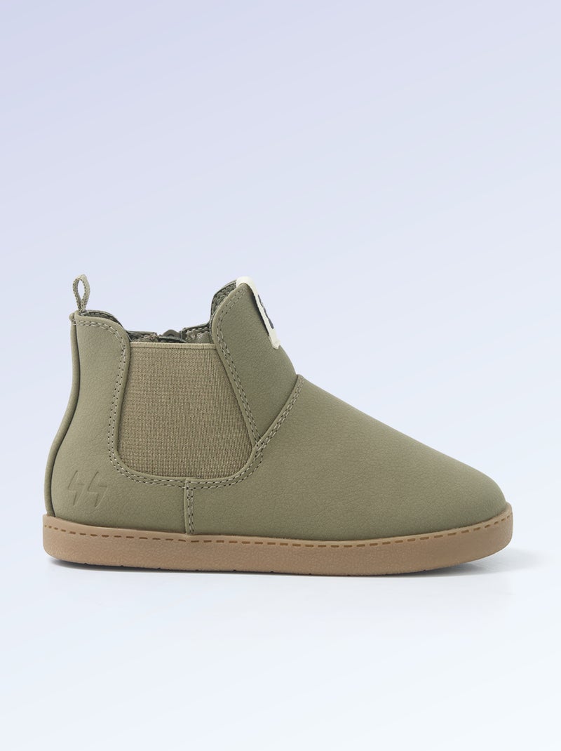 Boots en simili - Motricité 4 : pour marcher - Kitchoun Kaki - Kiabi