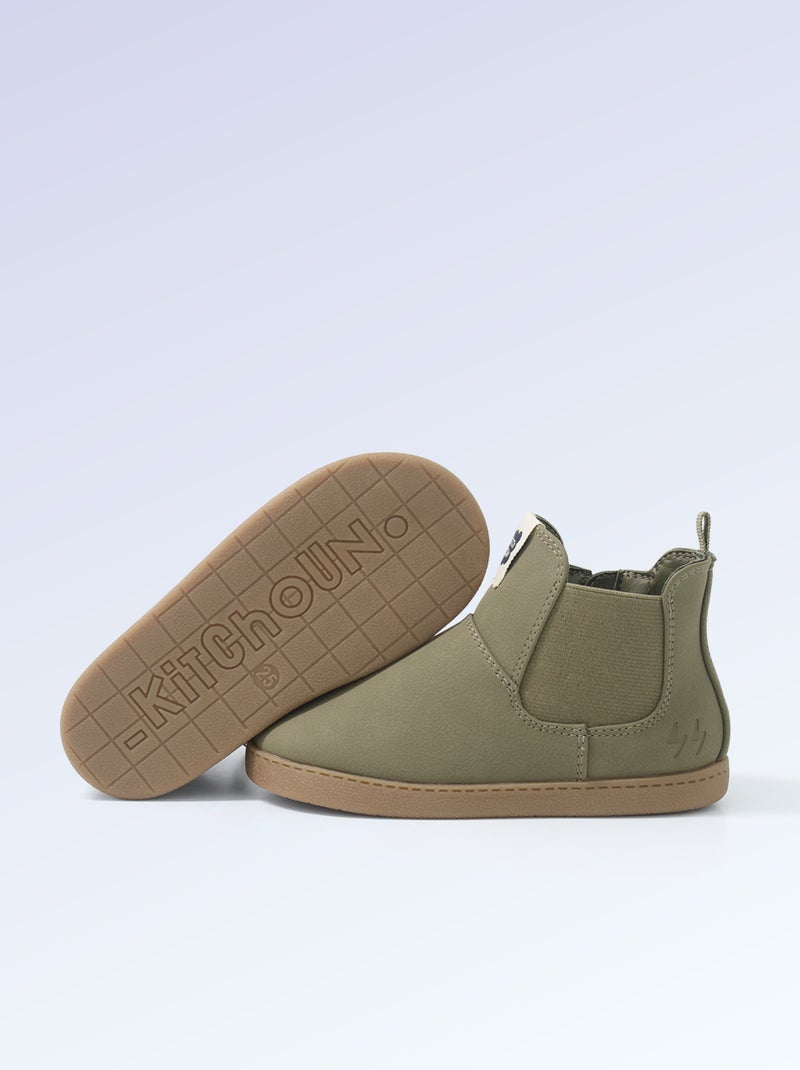 Boots en simili - Motricité 4 : pour marcher - Kitchoun Kaki - Kiabi