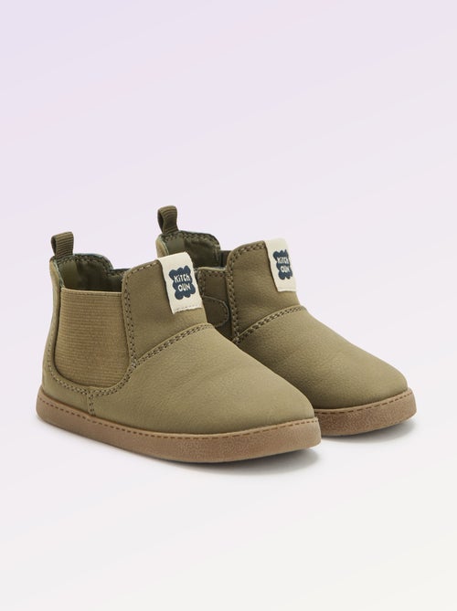 Boots en simili avec soufflet élastiqué - Motricité 3 '1ers pas' - Kitchoun - Kiabi Boots en simili avec soufflet élastiqué - Motricité 3 '1ers pas' - Kitchoun - Kiabi