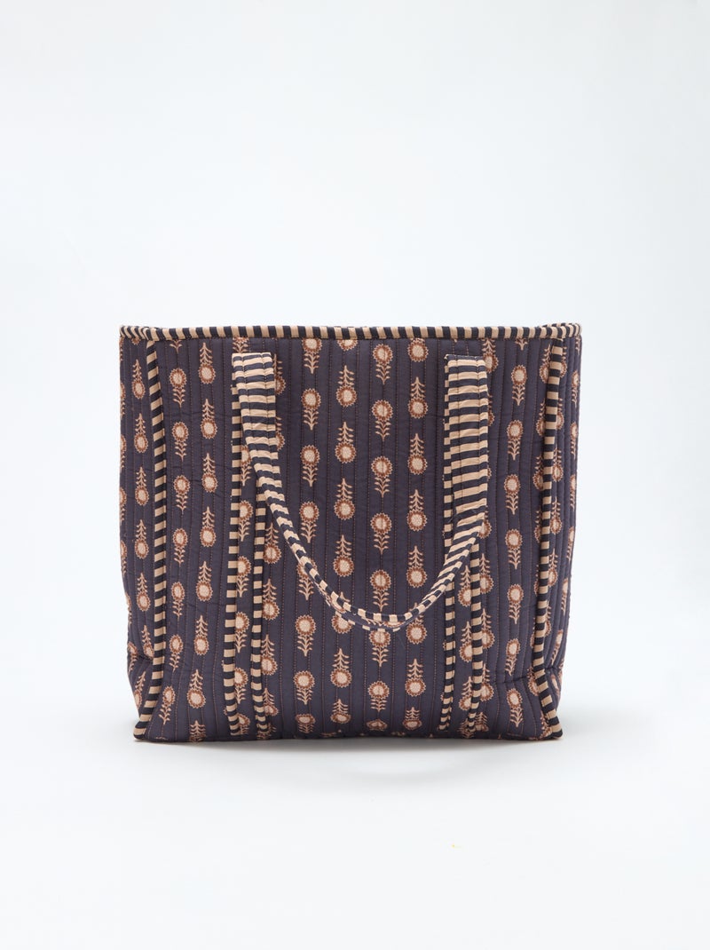 Borsa shopper trapuntata con motivo floreale Viola - Kiabi