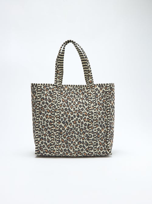 Borsa shopper trapuntata con motivo leopardato - Kiabi