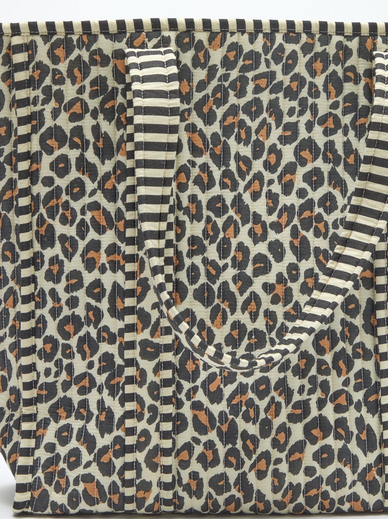 Borsa shopper trapuntata con motivo leopardato Marrone - Kiabi