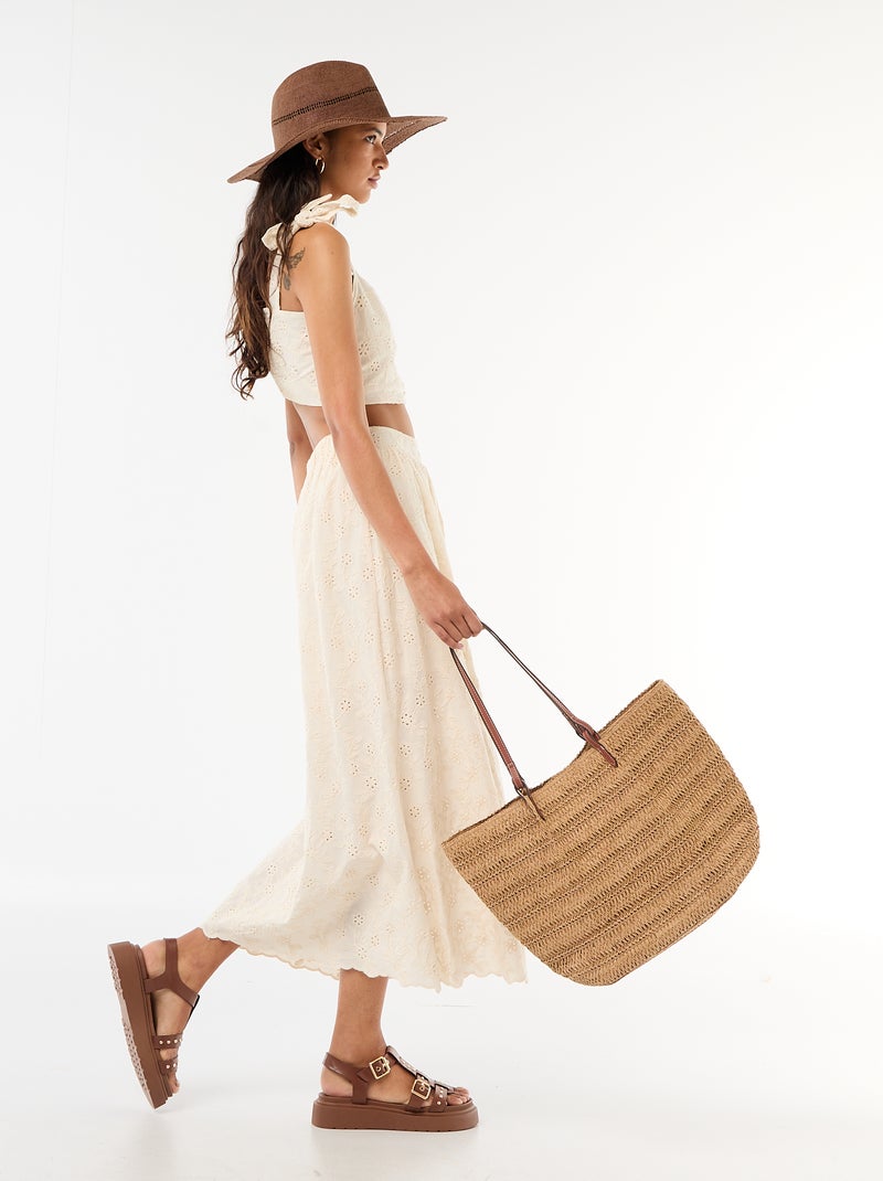 Borsalino-style straw hat Brown - Kiabi