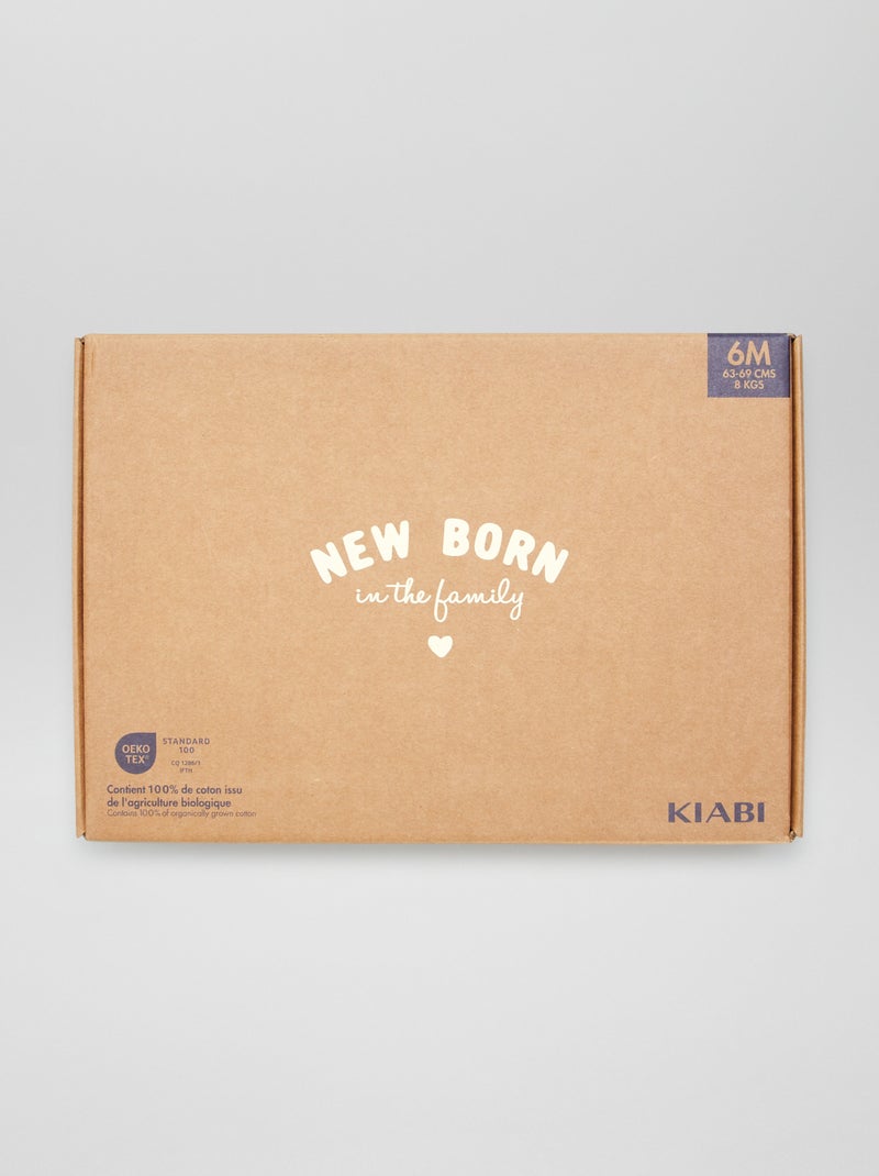Box nascita unisex New born in the family - 6 pezzi BEIGE - Kiabi