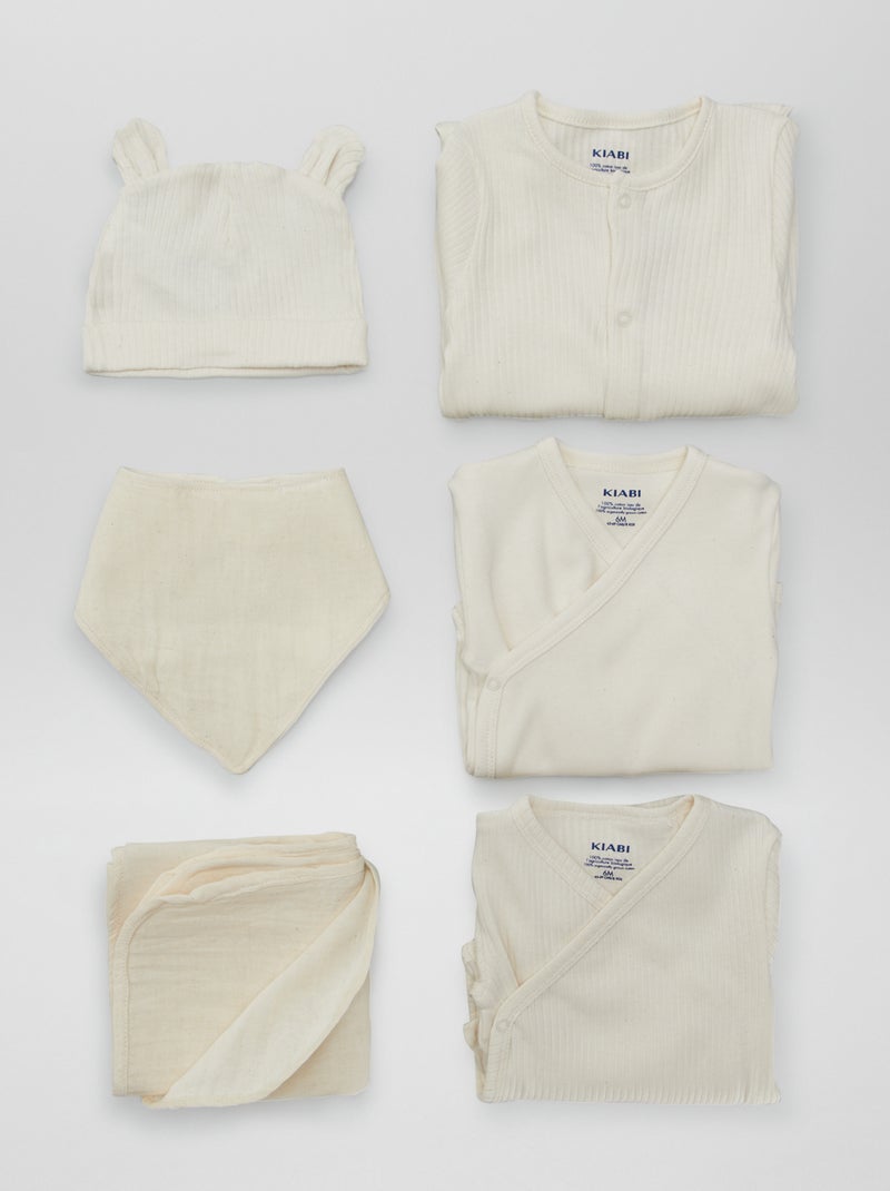 Box nascita unisex New born in the family - 6 pezzi BEIGE - Kiabi