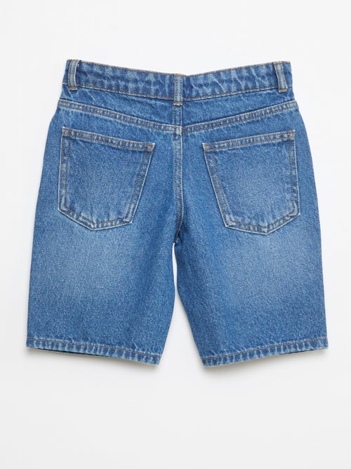 Boy's Cotton Stretch Slim Fit Denim Bermuda Shorts - Kiabi Boy's Cotton Stretch Slim Fit Denim Bermuda Shorts - Kiabi