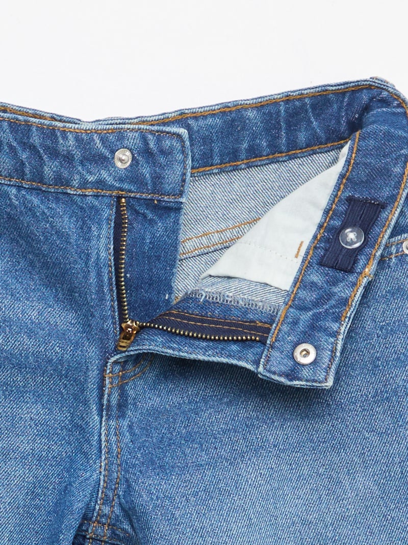 Boy's Cotton Stretch Slim Fit Denim Bermuda Shorts Blue - Kiabi