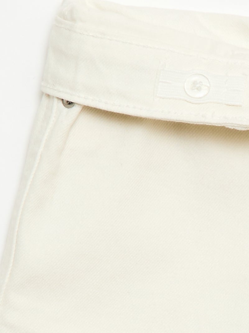 Boy's Cotton Stretch Slim Fit Denim Bermuda Shorts Ecru - Kiabi