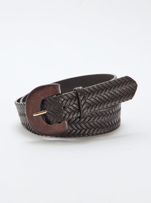 Braided belt with wooden buckle - Kiabi