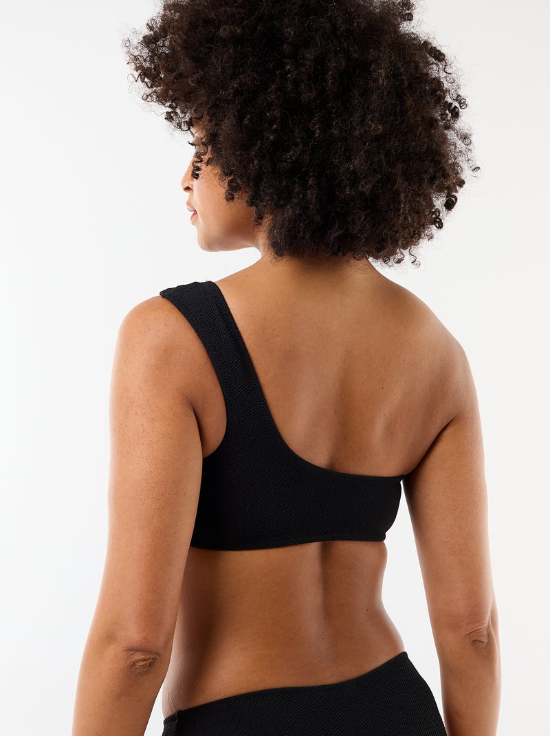 Brassière de bain asymétrique avec bijou doré Noir - Kiabi