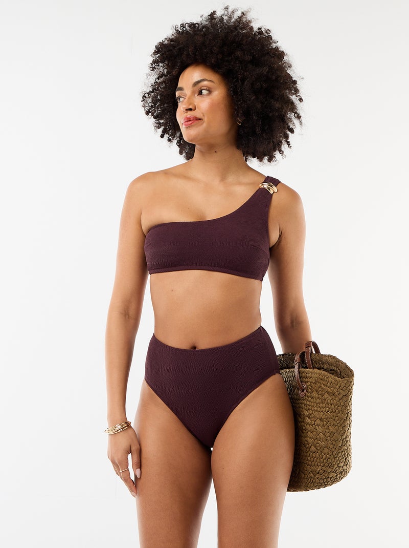 Brassière de bain asymétrique avec bijou doré Violet - Kiabi