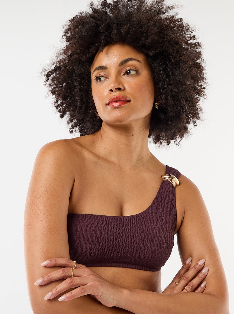 Brassière de bain asymétrique avec bijou doré Violet - Kiabi