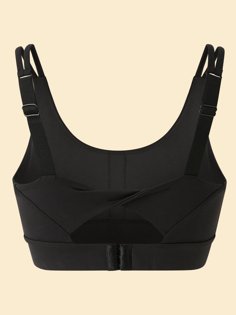 Brassière de sport effet twisté au dos maintien fort Noir - Kiabi