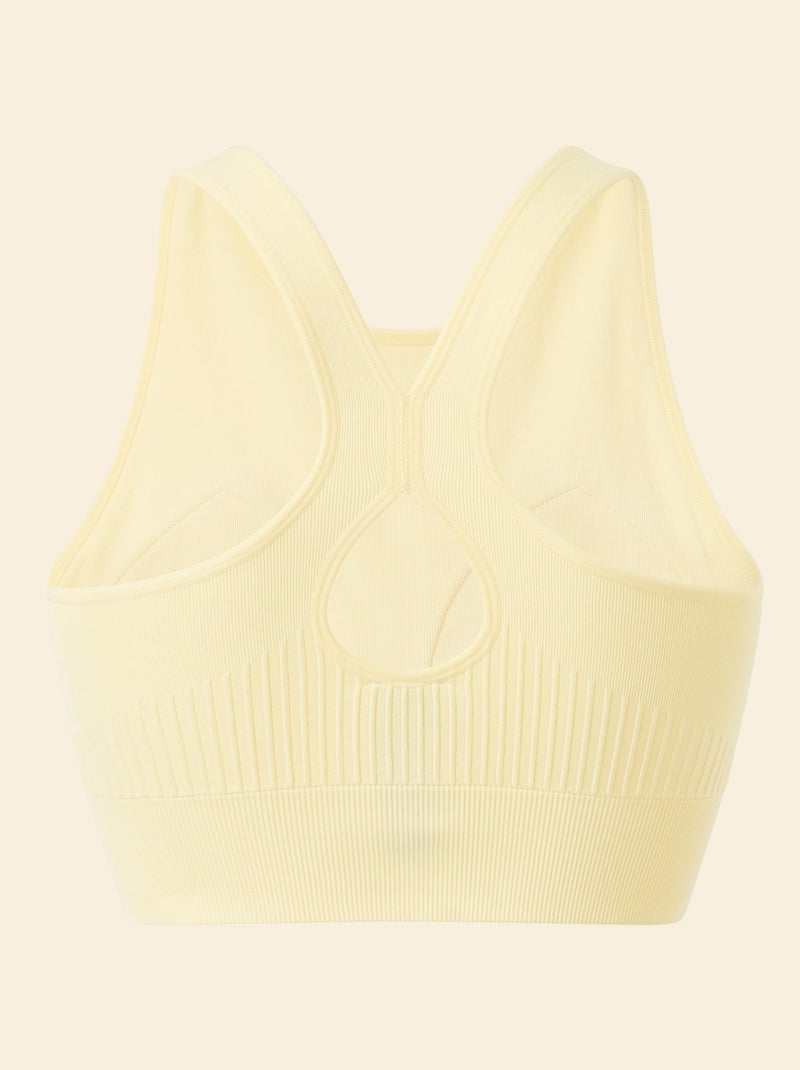 Brassière de sport en rib maintient léger Jaune - Kiabi