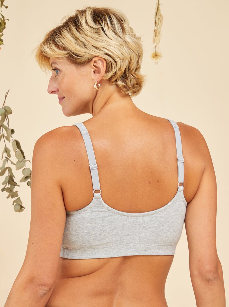 Brassière post-opératoire - Octobre Rose Gris chiné - Kiabi