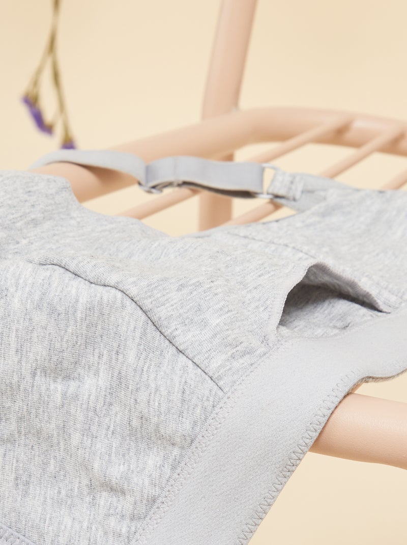 Brassière post-opératoire - Octobre Rose Gris chiné - Kiabi