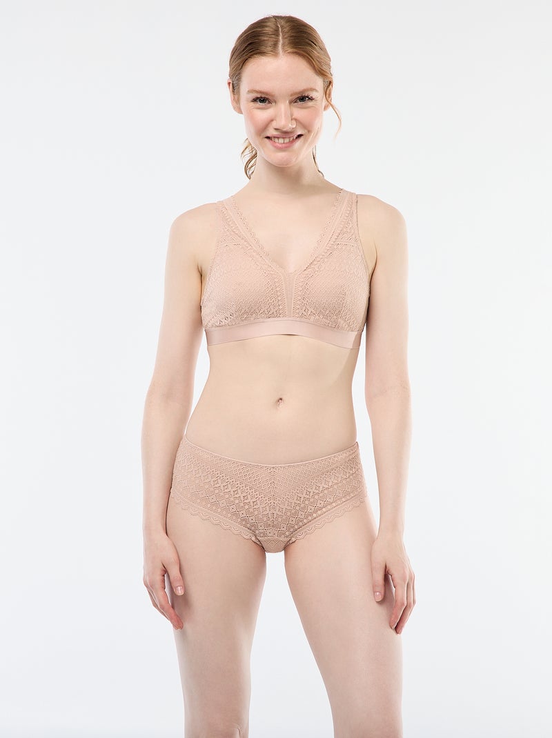 Brassière post-opératoire en dentelle Rose - Kiabi