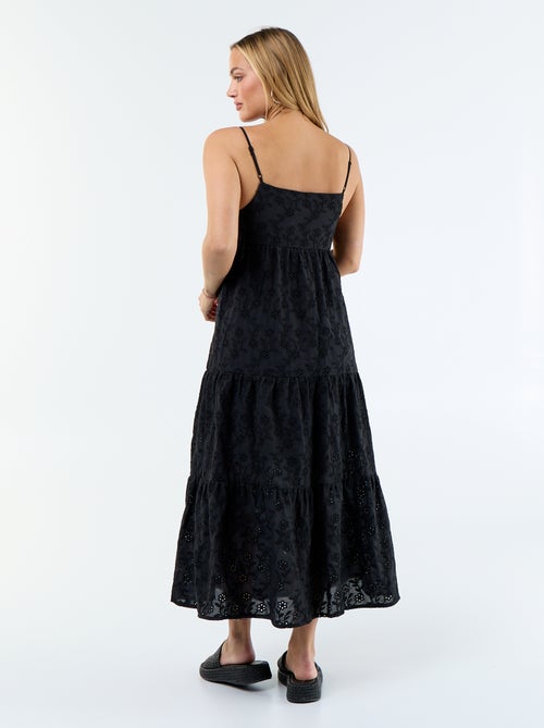 Broderie Anglaise Midi Dress with Adjustable Straps - Kiabi