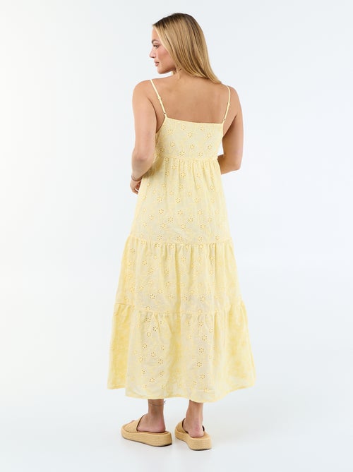 Broderie Anglaise Midi Dress with Adjustable Straps - Kiabi
