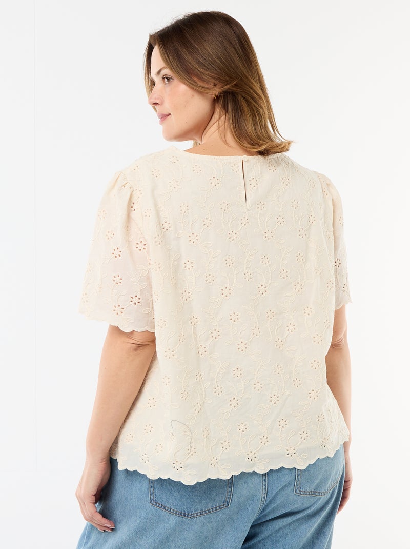 Broderie Anglaise Top Beige - Kiabi