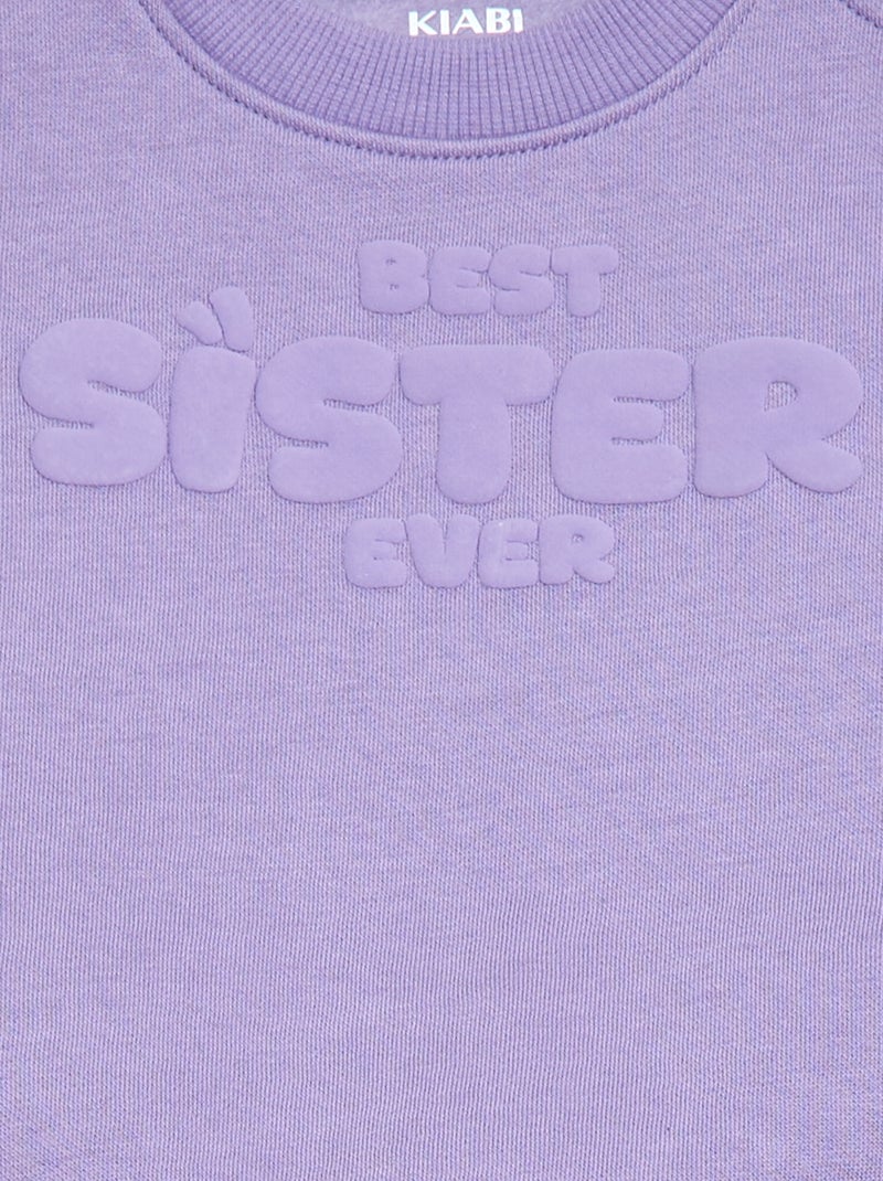 Brother & Sister Crew Neck Sweatshirt Purple - Kiabi